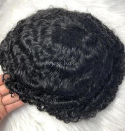 Afro Kinky Curl Toupee Indian Virgin Human Hair Replacement 4mm6mm8mm10mm12mm15mm Full PU Unit for Black Men Fast Express Del5464494