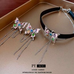 Sier Needle Butterfly Drip Oil Set Diamond Tassel Korean Fashion New Earrings, Sweet and Style, Versatile Earrings