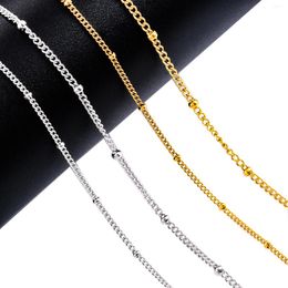 Chains 1.5mm Width Stainless Steel Gold Color Beads Ball Link Chain Women Girl's Necklace Party Gift Jewelry