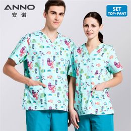 ANNO Medical Hospital Staff Scrubs Set Nursing Uniform for Male Female Dental Clinic Supplies Nurse Surgical Work Clothing