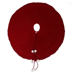 Tapestries Christmas Tree Skirt Burgundy Red Thick Knitted 48-inch Large Round Mat Xmas Base Cover Holiday Ornaments