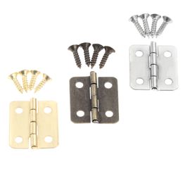 10sets Hinges w/screw Fillet Silver/Antique bronze/Gold 4 Holes 18*16mm Decor Cabinet Wooden Box Jewelry Wine Gift Case Vintage