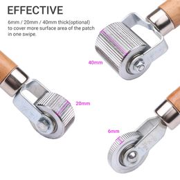 Tyre Patch Roller with Wooden Handle 6mm/20mm Tire Stitcher Tube Repair Tool for Fixing Flats Hand Tool Kit