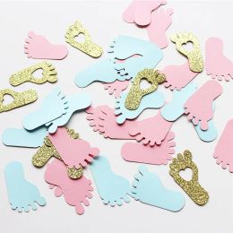 Pink Blue Gold Baby Footprint Confetti Baby Shower Gender Reveal Party Table Decorations Candy Favour Box DIY Supplies