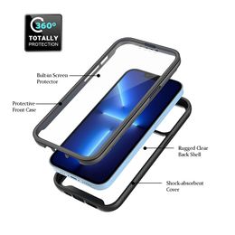 Built-in Screen Protector 360° Full Body Protective Shockproof Clear Cover Soft TPU Bumper Case for iPhone 13 Pro Max