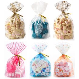 50pcs Plastic Packaging Bags 13x9cm Cookie Candy Bag Pink Love Christmas Wedding Gift Bags Biscuit Baking Cake Wrapper Pouches