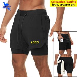 Customize Summer 2 in 1 Running Shorts Men Sport Jogging Fitness Tights Quick Dry Gym Training Sportswear Short Pants Male 240327