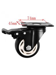 1 Pc Casters Wholesale 3-inch Gold Diamond Caster With Brake Black Electrophoretic Roller Medium Flat Bottom Movable Mute