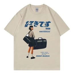 Harajuku Hip Hop T Shirt Streetwear Girl Japanese Kanji Print Tshirt 2024 Men Summer Short Sleeve T-Shirt Cotton Oversized Tees 240410