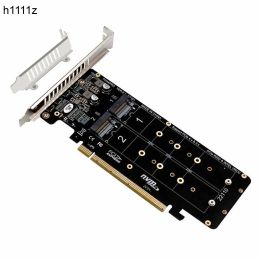 Cards PCI Express 4.0 X16 to 4 Port NVME RAID Card Adapter M KEY NVME PCIE Split Card 32Gbps Support 2230 2242 2260 2280 M.2 NVME SSD