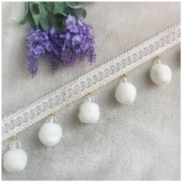 3Yard/Lot European-style Lace Tassel Fringe Hair Ball Curtain Sofa Tablecloth Accessories Lace Trim Diy Pompom Decoration