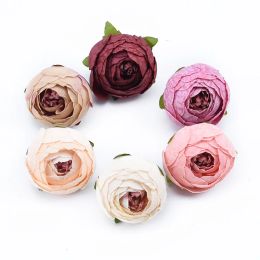 6Pcs Silk Roses Tea Buds Wedding Flower Wall Christmas Decorfor Home Bridal Accessories Clearance Diy Gifts Artificial Flowers