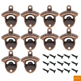 10 Packs Beer Bottle Opener Wall Mounted Tools Bar Decor Cafe BBQ Open Here Vintage Retro Alloy Beer Openers Kitchen Accessories