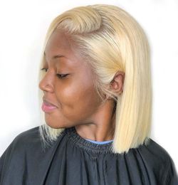 Queen Blonde Brazilian Straight Human Hair Bob Wigs Short Ombre Bob Lace Front Wigs for Black Women9702035