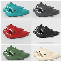 Designer Quality shoes sandal Summer Shark Slippers Shark Slides Thick Soled Shoes men women Kids flat sandals Gradient Flip Flops