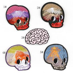 BP33 High Quality 3D military emboridered patches Brain tactical patches skull iron on army Badges1068977
