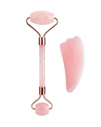 EPACK Rose Quartz Roller Thin Face Massager Lifting Tool Natural Jade Face Massage Roller Stone Skin Massage Beauty Set Box7329212