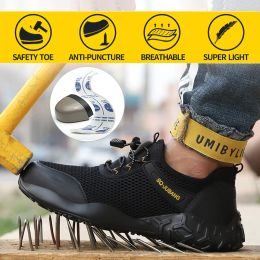 Boots Working Shoes Men Steel Toe Antismashing Puncture Proof Soft Light Breathable Comfortable Indestructible Flexibility