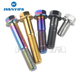 Wanyifa Titanium Bolts M8 M12x15~90mm Pitch1.25/1.5mm Hex Head Flange Screws for Motorcycle Disc Brake