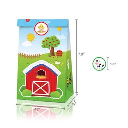 12Pcs Farm Animals Paper Candy Gifts Bags Jungle Farm Party Decorations Sweet Gifts Box Woodland Farm Birthday Party Supplies