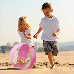 Water Play Inflatable Party Favors Pool Toys Portable Water Sports Toys PVC Summer Fun Photo Props Glitter Confetti Beach Ball