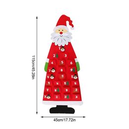 Felt Christmas Advent Calendar with Pockets Wall Hanging Santa Felt Advent Calendar 24 Days Countdown Calendar for Home Decor