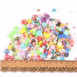 16colors AB Colour Half Round Pearl Beads Flatback cabochons Embellishments for Scrapbook Craft 3/4/5/6/8/10/12mm BMAB