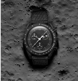 Çok renkli biyokeramik gezegen ayı erkekler izle tamamen işlevsel kuvars kronograf merkür misyonu 42mm naylon lüks saat sınırlı Edition Master Watch