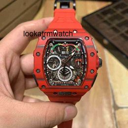 Mill Business Leisure R50-03 Luxury Automatic Mechanical Watch Red Fibre Case Tape Mens Watch Designer Waterproof