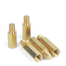 100Pcs/Lot M3*L+6/8/10 Brass Column Screw Single Head Hex Column Chassis Copper Column Motherboard Hex Space Standoffs Pillar