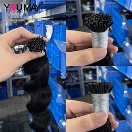 Loose Wave Microlink Hair Extensions Human Hair Brazilian I Tip Micro Ring Hair Bundles For Black Women Microlinks Youmay Virgin