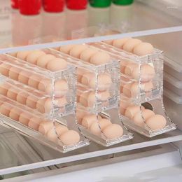 Kitchen Storage Refrigerator Egg Box Four Layer Automatic Rolling Machine Countertop Tray Holdr