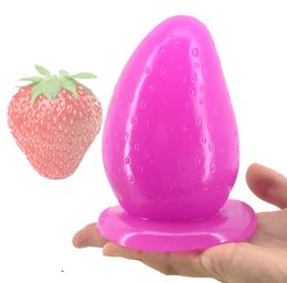 Big anal plug with suction cup strawberry butt plug anus massage partical huge 3quot thick anal stuffed stopper sex toys8794535