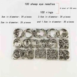 300Pcs Key Chain Rings Kit, 100Pcs Keychain Rings with Chain and 100Pcs Jump Ring with 100Pcs Screw Eye Pins Bulk for Jewelry