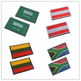 1PC Embroidery South Africa Lithuania Austria Saudi Arabia Flag Patch Sew On Clothes Armband Backpack Sticker DIY Applique