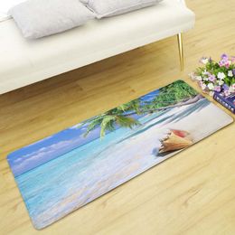 Long Anti Slip Door Mat Beach Sea Shell Pattern Soft Bathroom Rug Floor Mat Carpet Sofa Bathroom 40*120