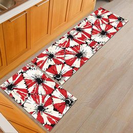 American Country Style Flower Kitchen Mat Dust Proof Dining Room Table Carpet Anti-Slip Entrance Doormat Outdoor Prayer Area Rug