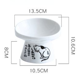 Non-slip Ceramic Cat Bowl Feeder with Raised Stand Bone China Cervical Protect Food Water Cat Bowl Ceramic Small Dog Pet Supply