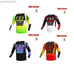 Cycling Shirts Tops BAT Childrens Jersey Downhill Jerseys Mountain Bike Shirt Motorcycle Kids T-Shirt Bicycle Jersey Cycling Clothing Y240410