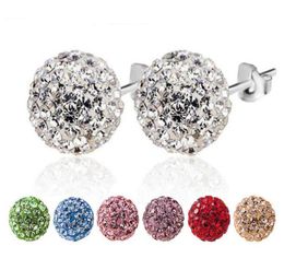 mix 12 colors Sparkle Round Crystal Ball Stud Earrings for Wedding Party 6mm 8mm 10mm 12mm 24 Pairslot Mark 9257928296