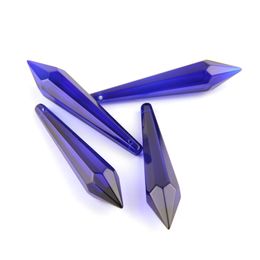 38mm/63mm/76mm Dark Blue Color K9 Crystal Chandelier Pendants Prisms Cut&Faceted Glass U-Icicle Drops For Cake Topper Decoration