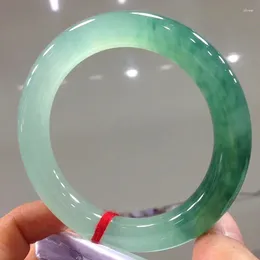 Bangle Grade A Jadeite Floating Jade Round Bracelet Women Fine Jewellery Accessories Myanmar Green Jades Stone Bangles