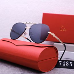 Designer Sunglasses For Women Men Chain With Sun Glasses Fashion Classic Sunglasses Luxury Polarized Pilot PC Frame Oversized UV400 Eyewear 7485