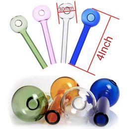 Wholesale 4inch Colourful Pyrex Glass Oil Burner Pipe Thick heady Big 30mm ball smoking tube pipes oil nails Water Hand Pipes Smoking Accessories