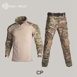 Tactical Suit Army Uniform Combat Shirt+Pants With Elbow Knee Pads Camo Set Airsoft Hunting Clothes Paintball Clothing