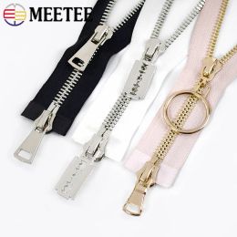 Meetee 1Pc 80/100/120cm 8# Double Sliders Zipper Metal Open-End Zips for Down Jacket Coat Repair Parts Zippers DIY Sewing Zip
