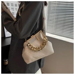 Evening Bags Solid Color Trend Weaving 2024 For Women Small Clutch Female Party Handbags And Purses Lady Shoulder Bag Simple A015254