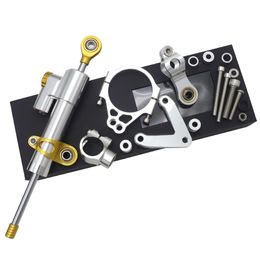 For Ducati 848 CNC Steering Damper Stabilizer w/ Bracket Set Saftety Control Kit 2008-2010 Anodized Motorbike Parts Accessories