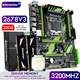 Motherboards Atermiter X99 D4 DDR4 Motherboard Set with Xeon E5 2678 V3 LGA20113 CPU 2pcs X 16GB = 32GB 3200MHz DDR4 PC4 REG ECC RAM Memory