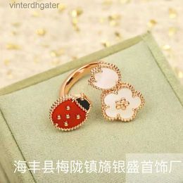 High End Vancefe Brand Designer Rings for Women Light Luxury Seven Ladybug Ring for Womens Fashion Celebrity Elegant Senior Brand Logo Designer Jewelry